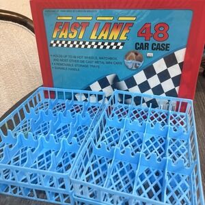 VTG 1990's Fast Lane 48 Car Case Hot Wheels Matchbox Cars Red Toys R Us  Made US